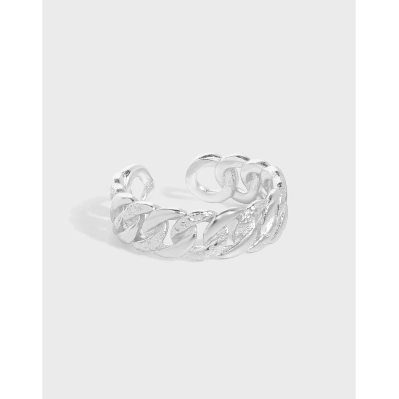Lovcia Gold Tone Hollow Chain Ring 925 Sterling Silver-Rings-Yellow Gold-Yellow Gold