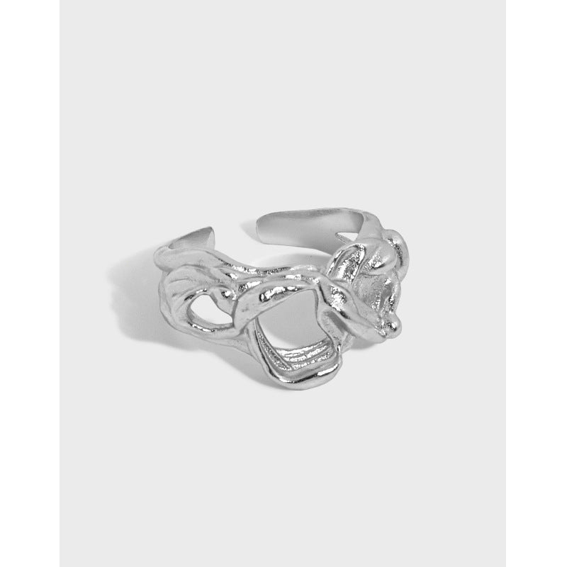 Lovcia Gold Tone Hollow Knots Ring Adjustable 925 Silver-Rings-Yellow Gold-Yellow Gold
