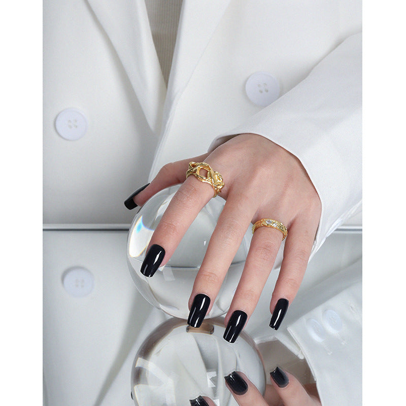 Lovcia Gold Tone Hollow Knots Ring Adjustable 925 Silver-Rings-Yellow Gold-Yellow Gold