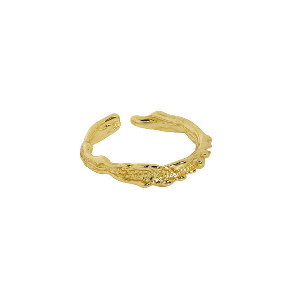 Lovcia Gold Tone Irregular 925 Silver Adjustable Ring-Rings-Yellow Gold-Yellow Gold