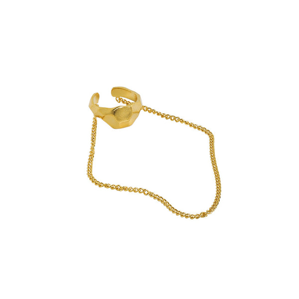 Lovcia Gold Tone Irregular Chain Tassel Earring Non Pierced-Earrings-Yellow Gold-