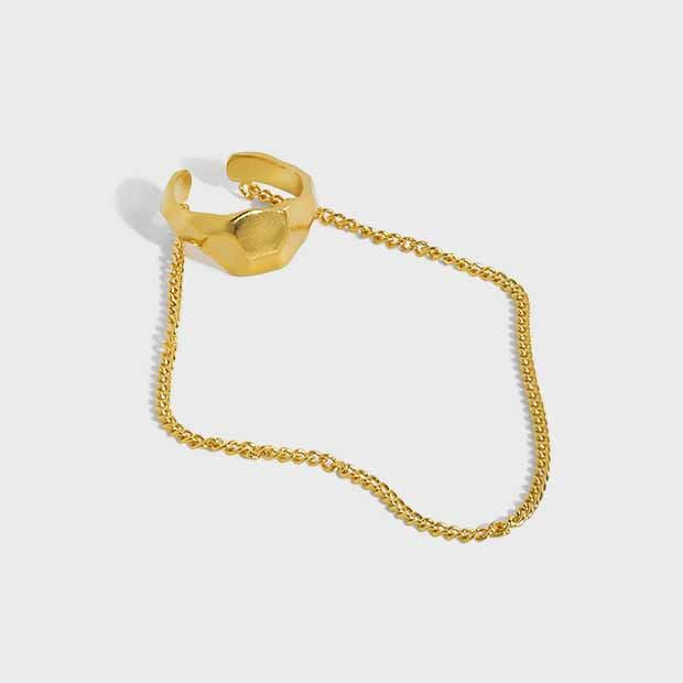 Lovcia Gold Tone Irregular Chain Tassel Earring Non Pierced-Earrings-Yellow Gold-Yellow Gold