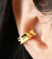 Lovcia Gold Tone Irregular Circle 4.7x11mm Earring Single-Earrings-Yellow Gold (Single)-Yellow Gold (Single)