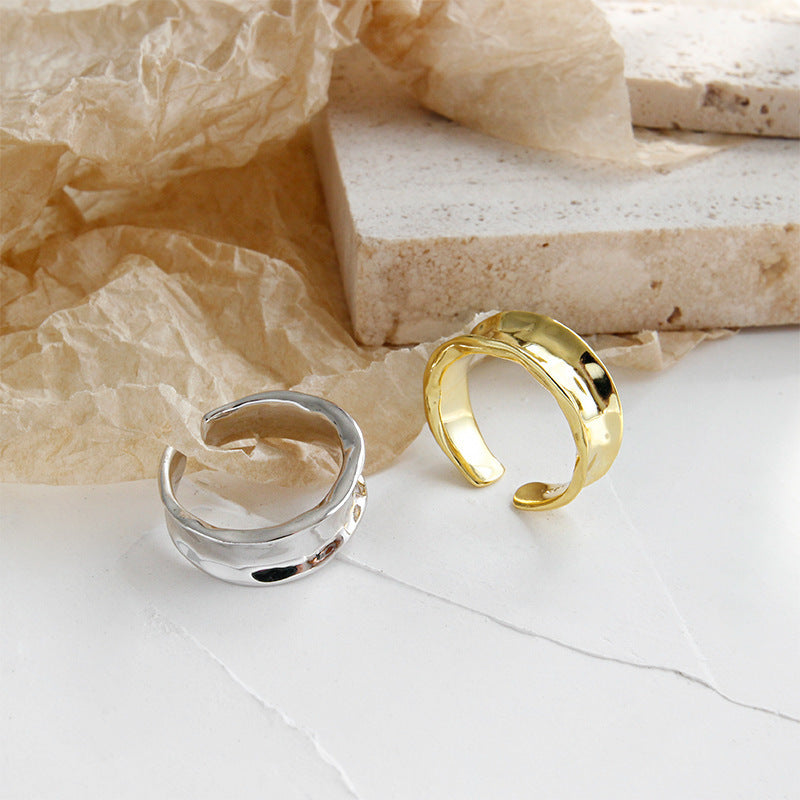 Lovcia Gold Tone Irregular Circle 4.7x11mm Earring Single-Earrings-Yellow Gold (Single)-Yellow Gold (Single)