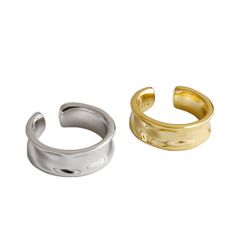 Lovcia Gold Tone Irregular Circle 4.7x11mm Earring Single-Earrings-Yellow Gold (Single)-Yellow Gold (Single)