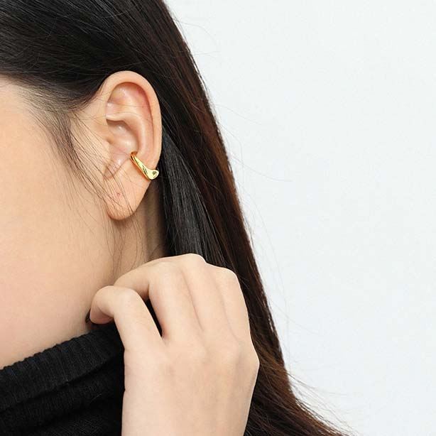 Lovcia Gold Tone Irregular Earring Nonpierced 10mm Single-Earrings-Yellow Gold-Yellow Gold
