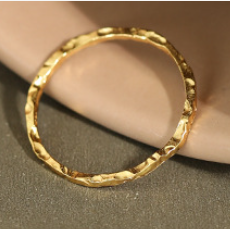 Lovcia Gold Tone Irregular Face Ring 1.2mm 925 Silver-Rings-Us 7-Yellow Gold-