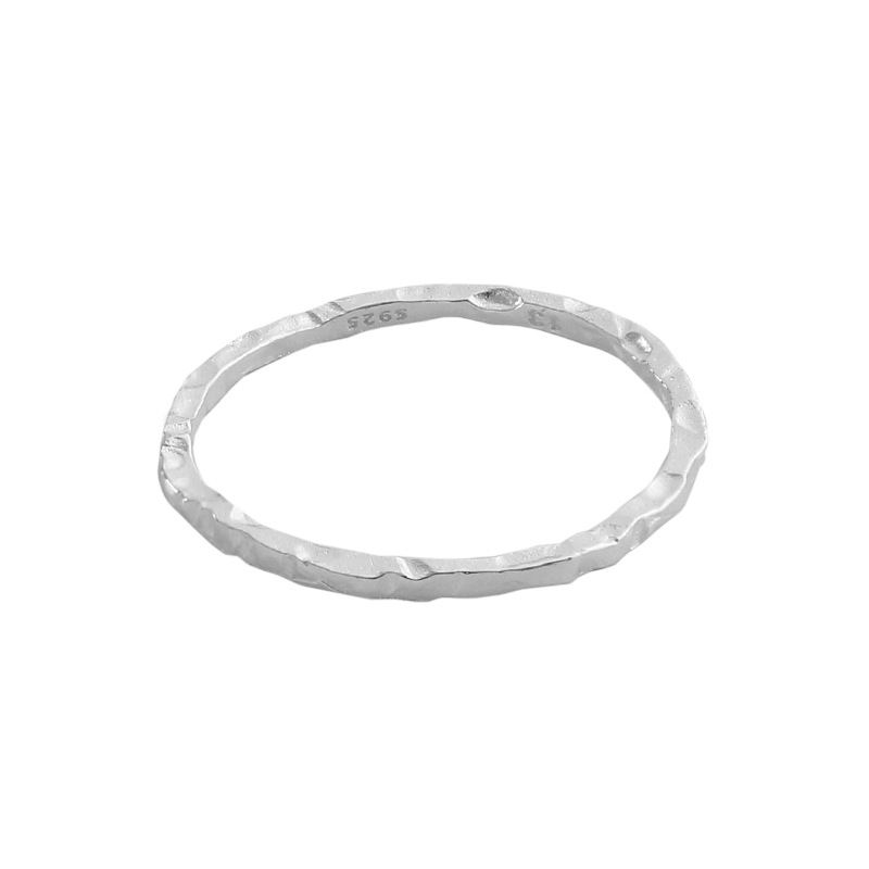 Lovcia Gold Tone Irregular Face Ring 1.2mm 925 Silver-Rings-Us 7-Yellow Gold-