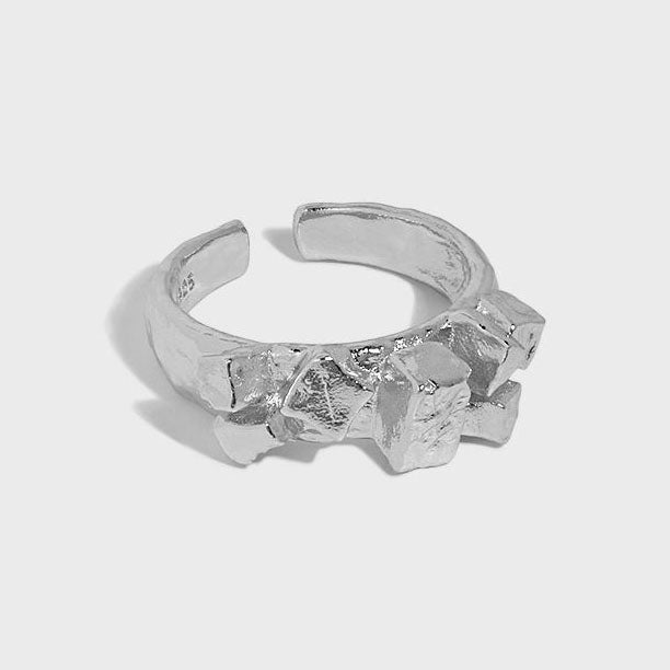 Lovcia Gold Tone Irregular Geometry 925 Ring Adjustable-Rings-Yellow Gold-Yellow Gold