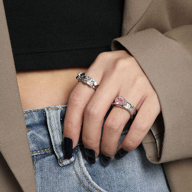 Lovcia Gold Tone Irregular Geometry 925 Ring Adjustable-Rings-Yellow Gold-Yellow Gold