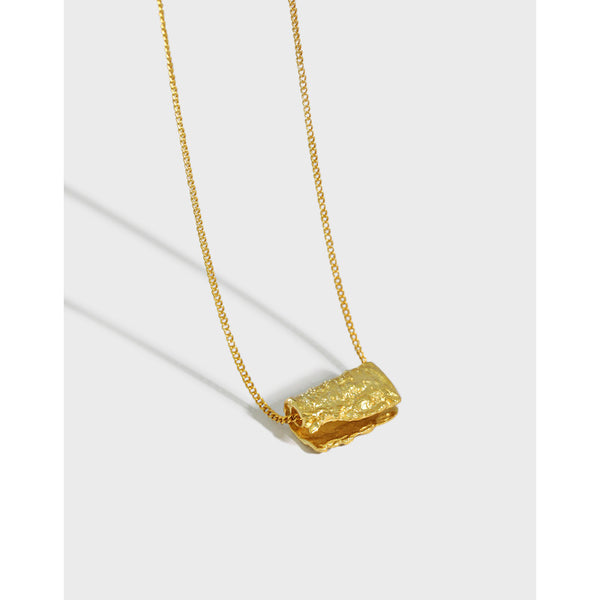 Lovcia Gold Tone Irregular Geometry Block Necklace 18mm-Necklaces-Yellow Gold-Yellow Gold