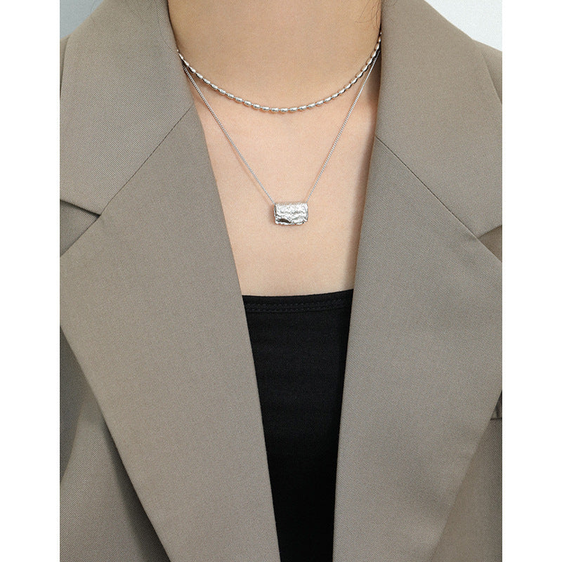 Lovcia Gold Tone Irregular Geometry Block Necklace 18mm-Necklaces-Yellow Gold-Yellow Gold