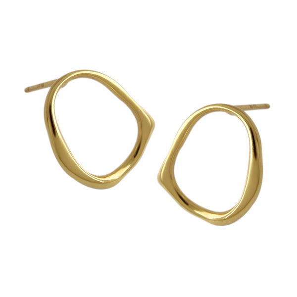 Lovcia Gold Tone Irregular Geometry Stud Earrings-Earrings-Rhodium-Rhodium