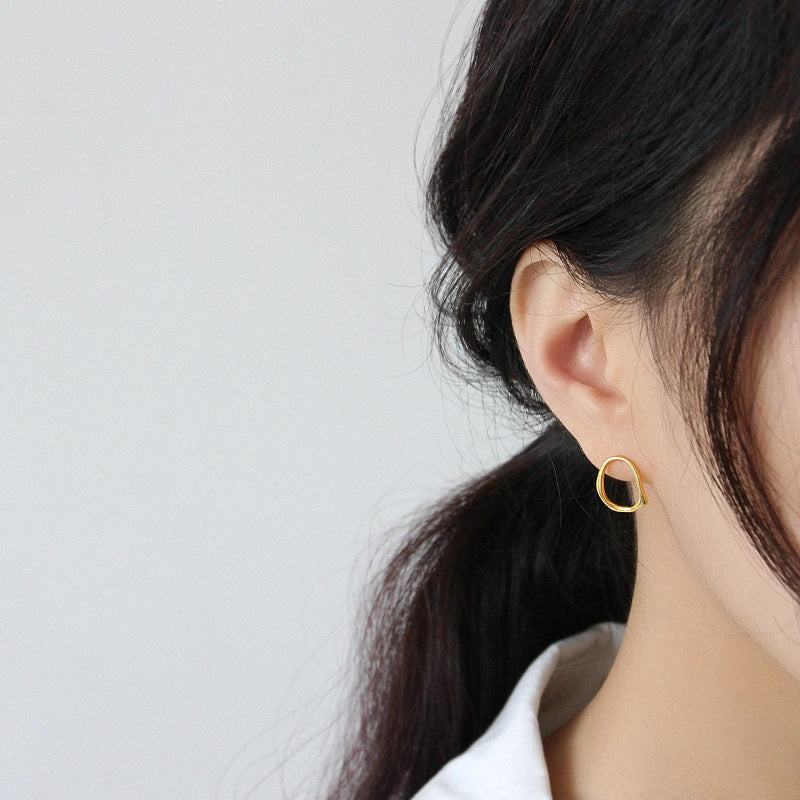 Lovcia Gold Tone Irregular Geometry Stud Earrings-Earrings-Rhodium-Rhodium