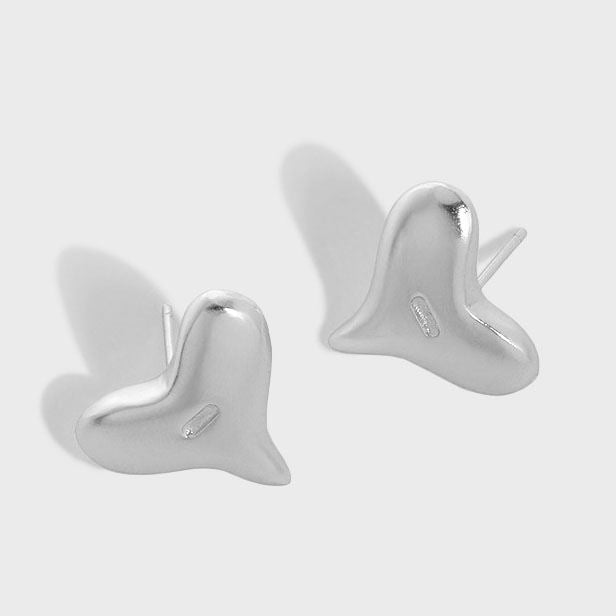 Lovcia Gold Tone Irregular Heart Stud Earrings 925 Silver-Earrings-Yellow Gold-Yellow Gold