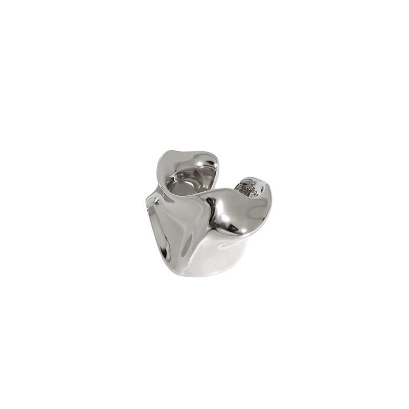 Lovcia Gold Tone Irregular Non Pierced Earring 925-Earrings-Silver (Single)-Silver (Single)