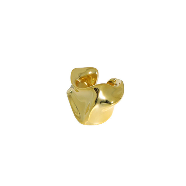 Lovcia Gold Tone Irregular Non Pierced Earring 925-Earrings-Yellow Gold (Single)-Yellow Gold (Single)