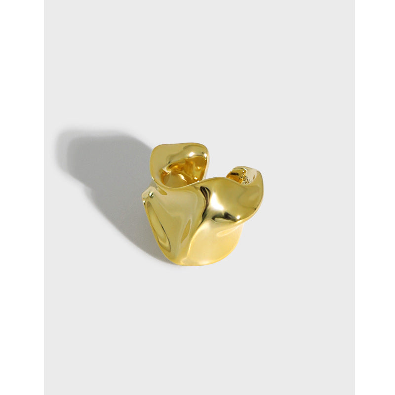 Lovcia Gold Tone Irregular Non Pierced Earring 925-Earrings-Yellow Gold (Single)-Yellow Gold (Single)