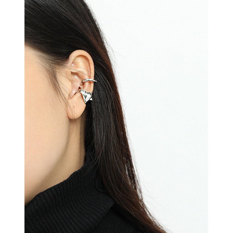 Lovcia Gold Tone Irregular Non Pierced Earring 925-Earrings-Yellow Gold (Single)-Yellow Gold (Single)