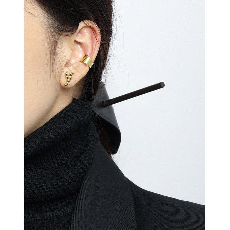 Lovcia Gold Tone Irregular Non Pierced Earring 9.2x9.8mm-Earrings-Yellow Gold (Single)-Yellow Gold (Single)
