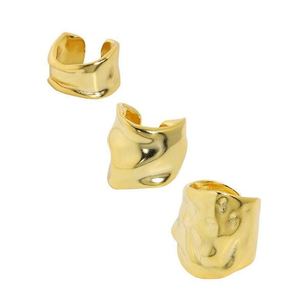 Lovcia Gold Tone Irregular River Earring Single 925-Earrings-Sil-596 & Yellow Gold-