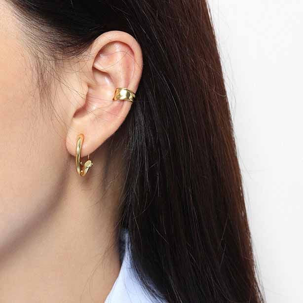 Lovcia Gold Tone Irregular River Earring Single 925-Earrings-Sil-596 & Yellow Gold-Sil-596 & Yellow Gold