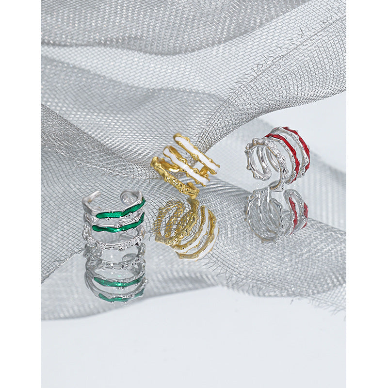 Lovcia Gold Tone Irregular Triple Layer Ring Adjustable-Rings-Yellow Gold & White-Yellow Gold & White