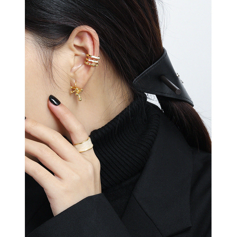 Lovcia Gold Tone Irregular Triple Layer Ring Adjustable-Rings-Yellow Gold & White-Yellow Gold & White