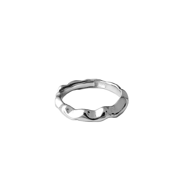Lovcia Gold Tone Irregular Wave 925 Sterling Adjustable Ring-Rings-Yellow Gold-Yellow Gold