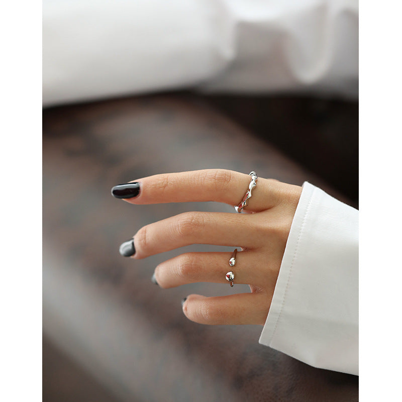 Lovcia Gold Tone Irregular Wave 925 Sterling Adjustable Ring-Rings-Yellow Gold-Yellow Gold