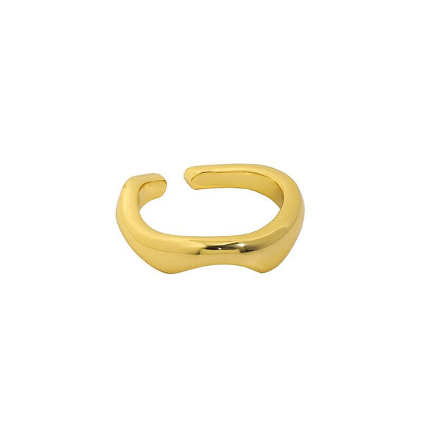 Lovcia Gold Tone Minimalism Hollow Geometry Adjustable Ring-Rings-Yellow Gold-Yellow Gold