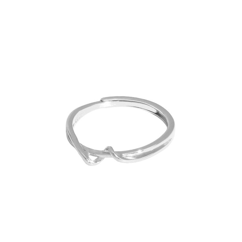 Lovcia Gold Tone Mobius Twisted 925 Ring Adjustable-Rings-Rhodium-Rhodium