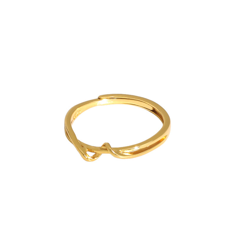 Lovcia Gold Tone Mobius Twisted 925 Ring Adjustable-Rings-Yellow Gold-Yellow Gold