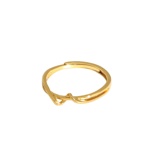 Lovcia Gold Tone Mobius Twisted 925 Ring Adjustable-Rings-Yellow Gold-
