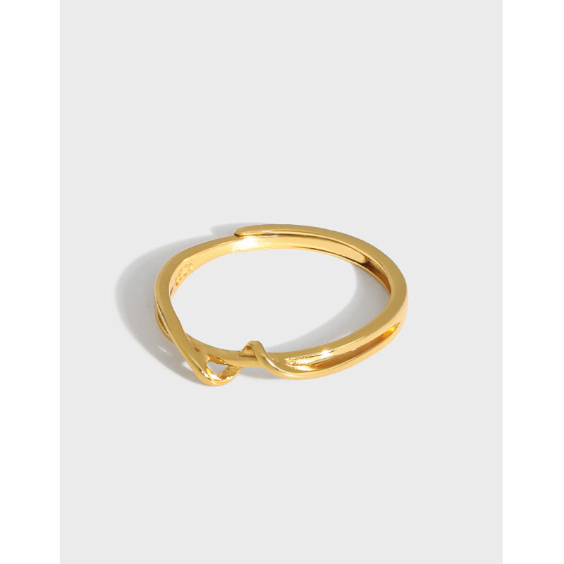 Lovcia Gold Tone Mobius Twisted 925 Ring Adjustable-Rings-Yellow Gold-Yellow Gold