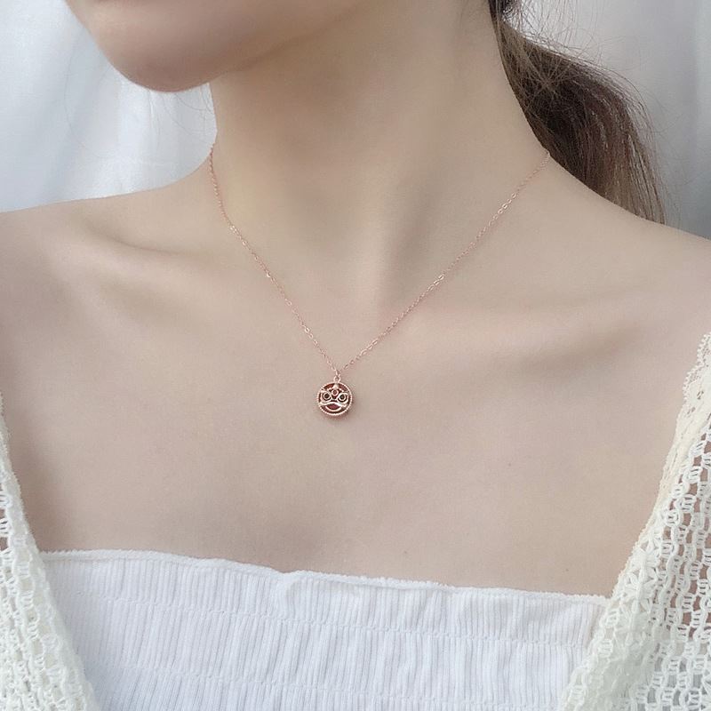 Lovcia Gold Tone Natural Agate Tiger Face Pendant Necklace-Necklaces-