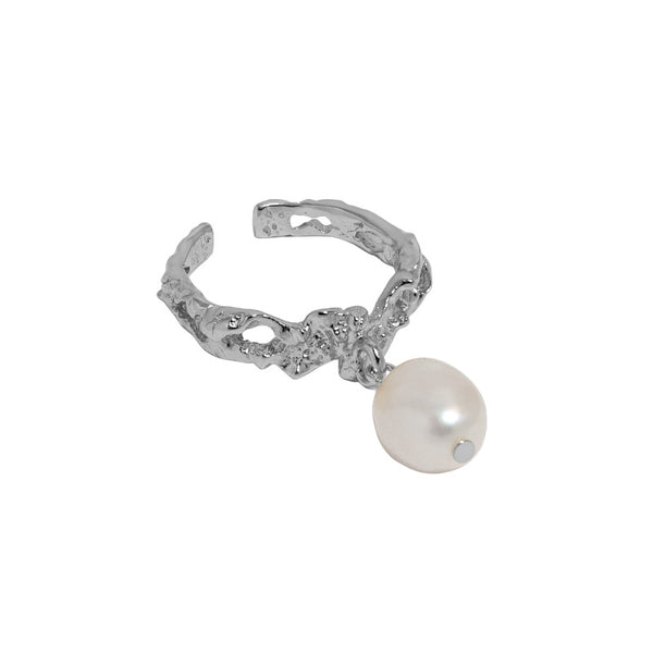 Lovcia Gold Tone Pearl Adjustable Sterling Silver Ring-Rings-Yellow Gold-Yellow Gold