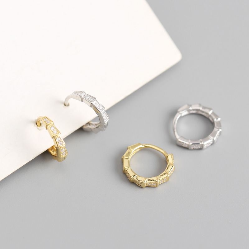 Lovcia Gold Tone Square CZ Huggie Hoop Earrings 12.1mm-Earrings-Yellow Gold-Yellow Gold
