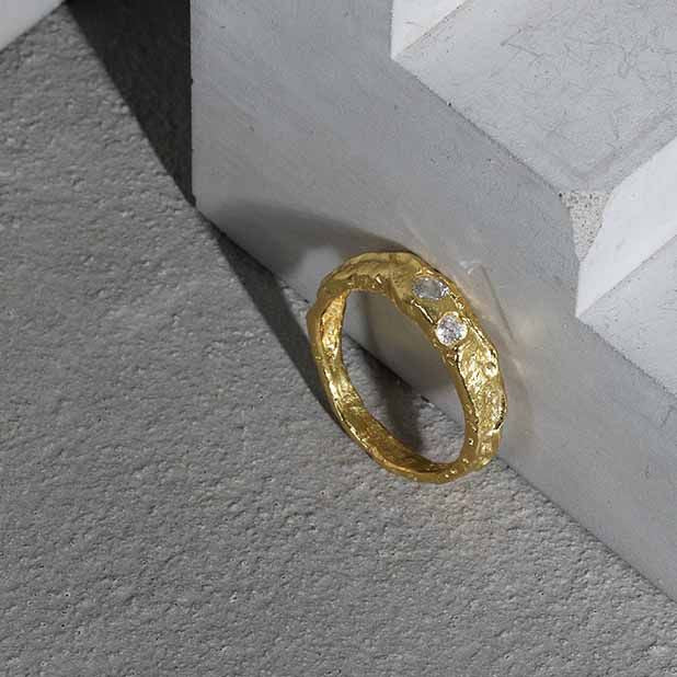 Lovcia Gold Tone Sterling Silver CZ Ring Adjustable-Rings-Us 7-Yellow Gold-Us 7