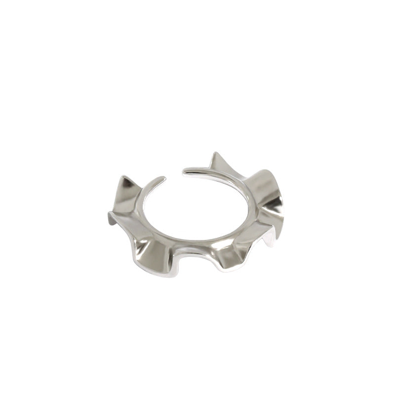 Lovcia Gold Tone Sunshine Wave Adjustable Ring 18K Plated-Rings-Rhodium-Rhodium