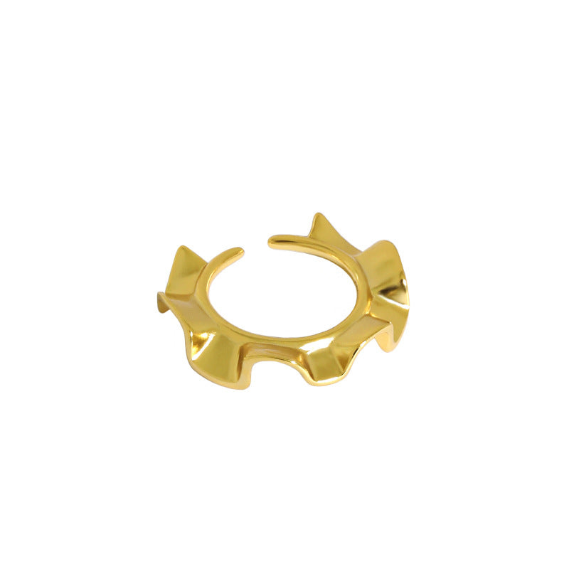 Lovcia Gold Tone Sunshine Wave Adjustable Ring 18K Plated-Rings-Yellow Gold-Yellow Gold