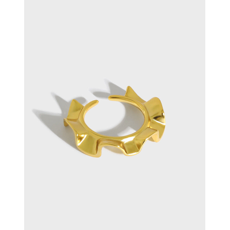 Lovcia Gold Tone Sunshine Wave Adjustable Ring 18K Plated-Rings-Yellow Gold-Yellow Gold