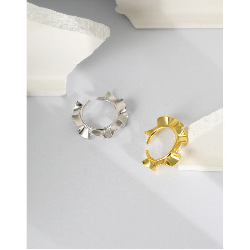 Lovcia Gold Tone Sunshine Wave Adjustable Ring 18K Plated-Rings-Yellow Gold-Yellow Gold
