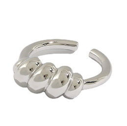 Lovcia Gold Tone Twisted 925 Sterling Silver Adjustable Ring-Rings-Rhodium-Rhodium