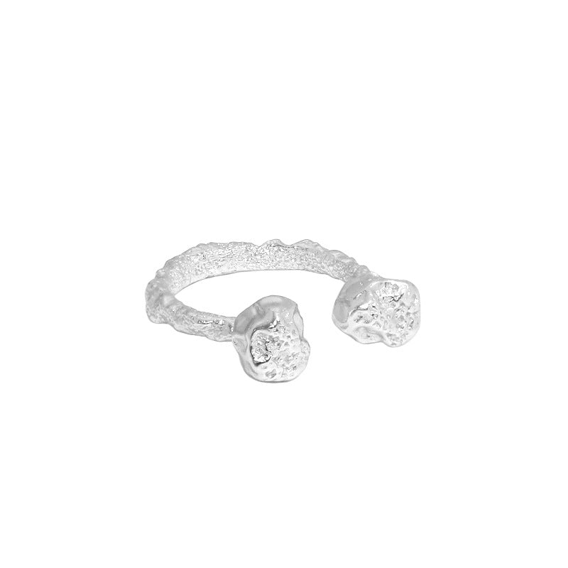Lovcia Gold Tone Two Bones Adjustable Ring 925 Silver-Rings-Rhodium-Rhodium
