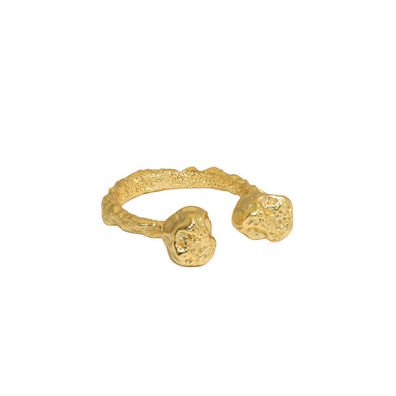 Lovcia Gold Tone Two Bones Adjustable Ring 925 Silver-Rings-Yellow Gold-Yellow Gold