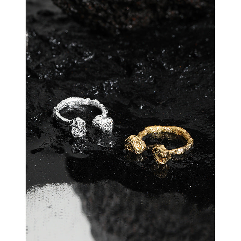Lovcia Gold Tone Two Bones Adjustable Ring 925 Silver-Rings-Yellow Gold-Yellow Gold