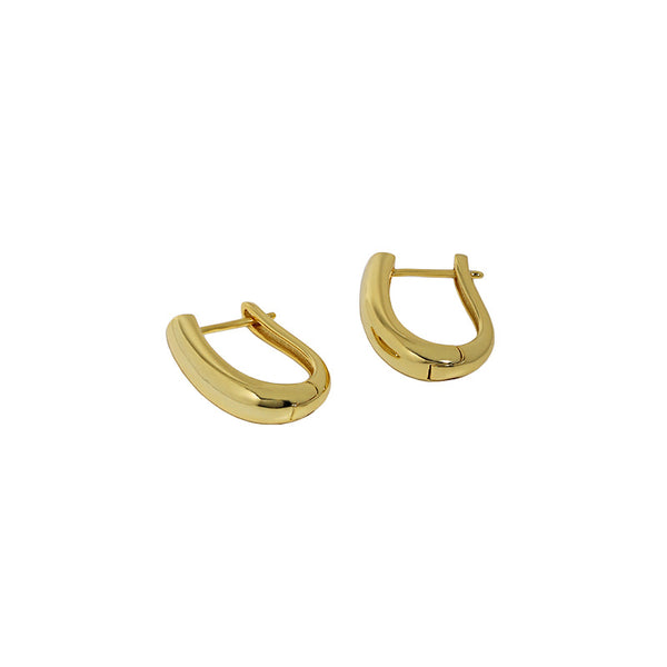 Lovcia Gold Tone U Shape Hoop Earrings 925 Sterling Silver-Earrings-Yellow Gold-Yellow Gold