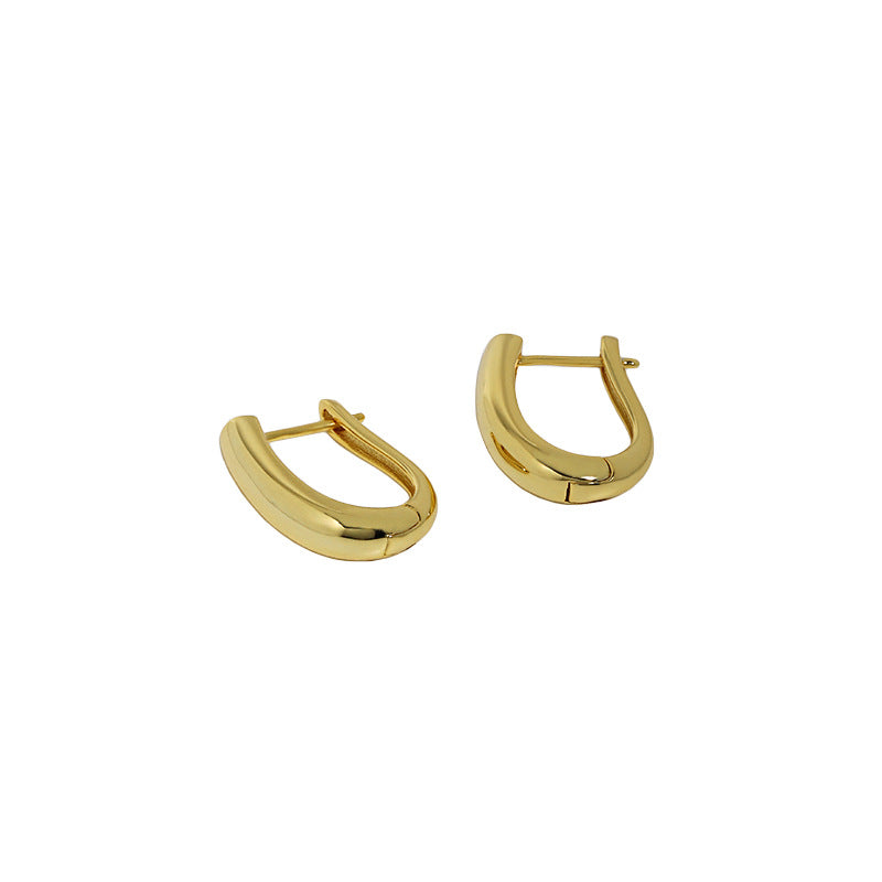 Lovcia Gold Tone U Shape Hoop Earrings 925 Sterling Silver-Earrings-Yellow Gold-Yellow Gold