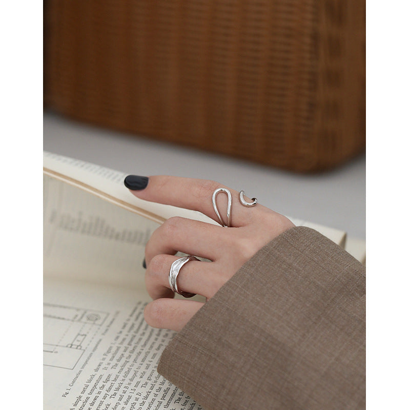 Lovcia Gold Tone Waterdrop Adjustable Ring 925 Silver-Rings-Yellow Gold-Yellow Gold